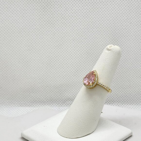 Brand New Sterling Silver 925 Pink Tear Drop Ring - Picture 4 of 5